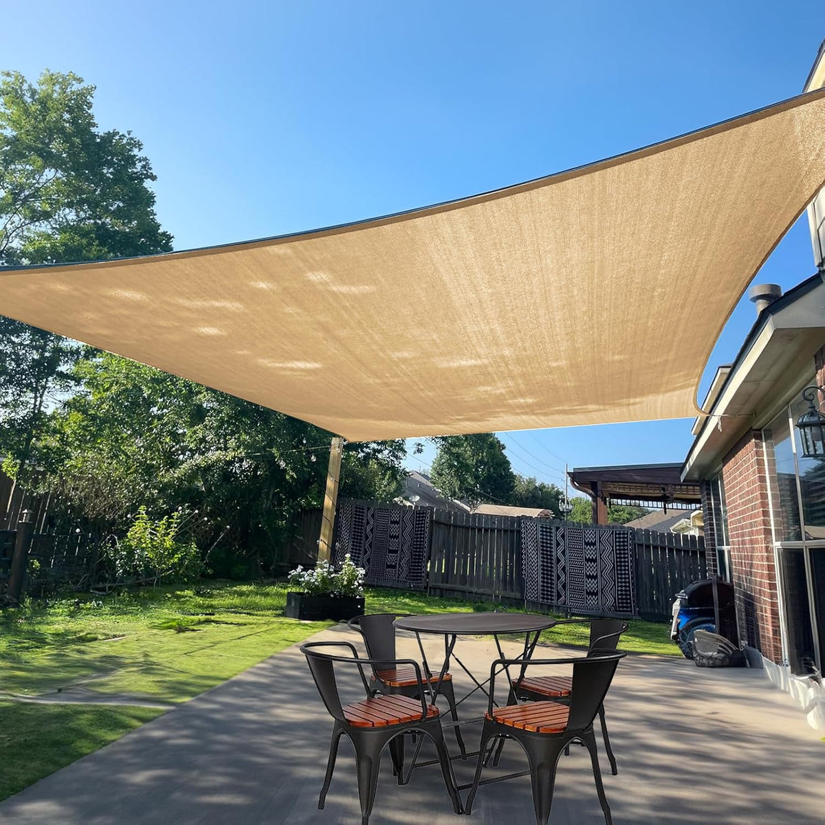 SUNLAX Sun Shade Sail 8' X 10' Sand Rectangle UV Block Shade Cover