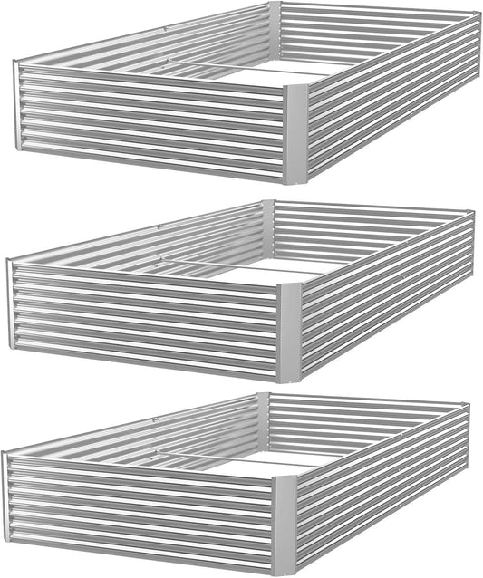 3Pcs Galvanized Raised Garden Bed Outdoor,Above Ground Garden Bed for Vegetable,Metal Raised Beds for Flower,Steel Raised Beds for Gardening - 36X18 Inch
