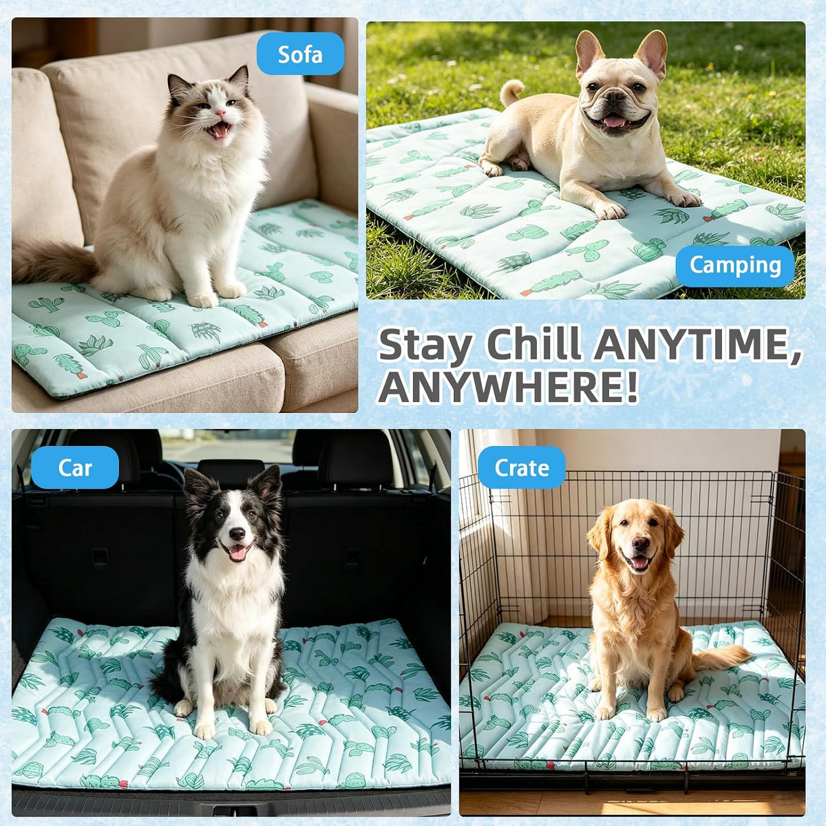Dog Cooling Mat Extra Large, Q-Max>0.5 Double-Sided Thickened Breathable Cooling Pet Pad for Dogs Cats, 48*28In Washable&Portable Outdoor Dog Bed Kennel Waterproof Bottom for Sofa Crate Playpen Indoor