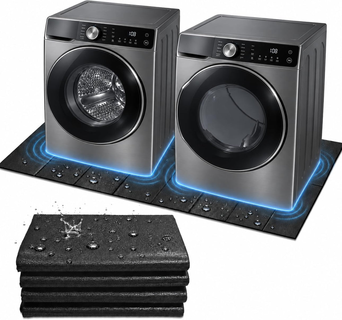 Foldable High-Density Washer Dryer Mat, 68 X 29.5 In, Noise Reduction Anti-Vibration Mat, Waterproof & Non-Slip, Floor Protection – Ideal for Late-Night Laundry & Pet-Friendly Homes