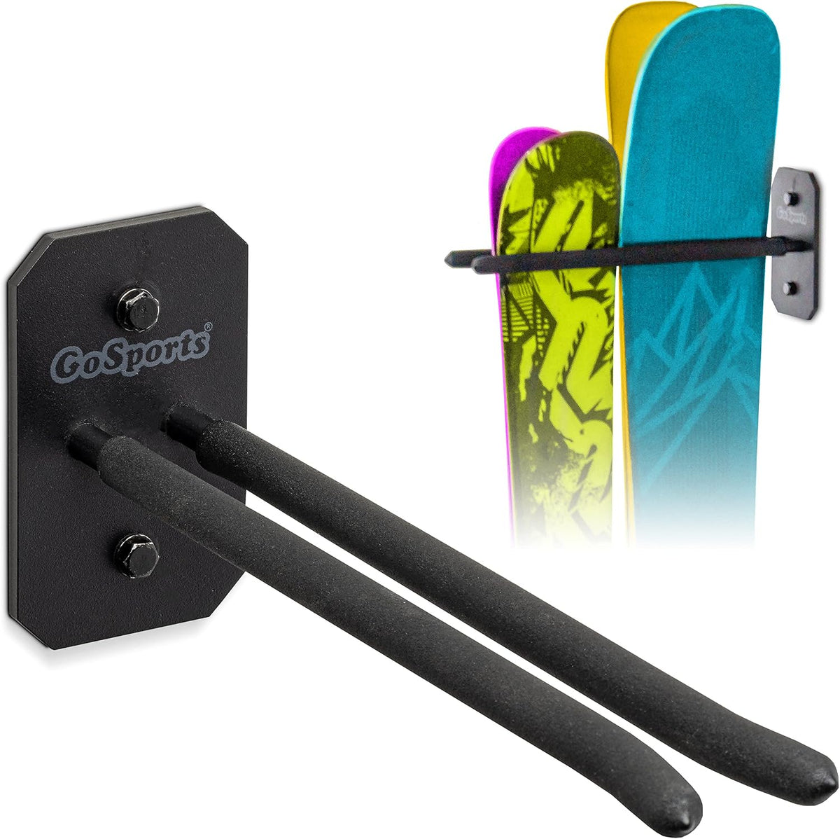 Gosports Wall Mounted Ski and Snowboard Storage Rack - 2 or 8 Ski Sizes