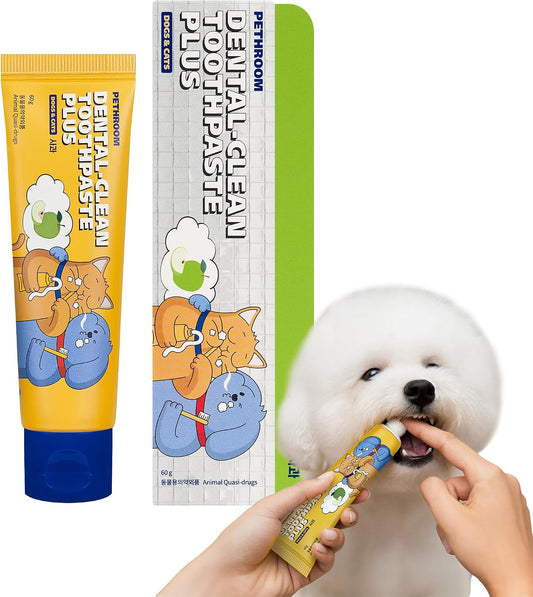 PETHROOM Pet Dental Clean Toothpaste plus for Dogs & Cats – Apple Flavor, Enzymatic Toothpaste for Fresh Breath & Plaque Control, Gentle Daily Dental Care, Net Wt 2.1 Oz