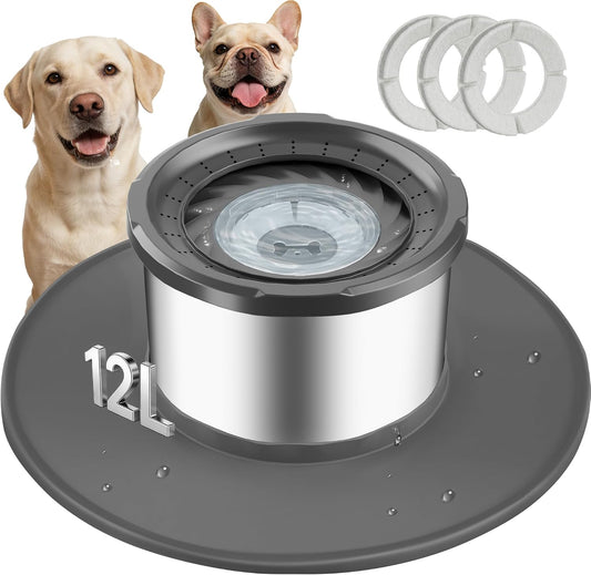 Decflow 12L No Spill Stainless Steel Dog Water Bowl for Large Dogs