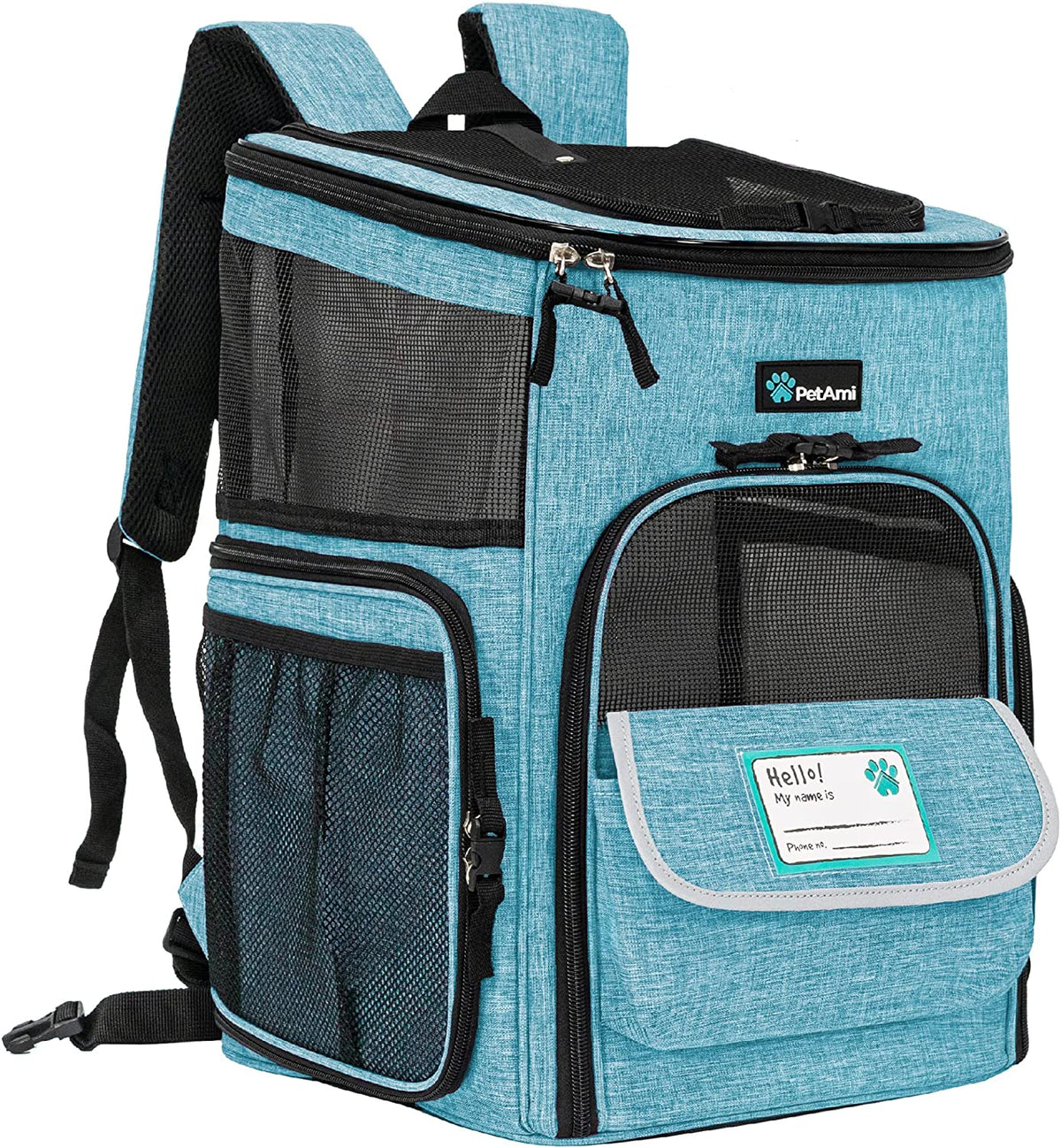 Petami Dog Backpack Carrier, Airline Approved 4-Way Entry Cat Bag, Teal