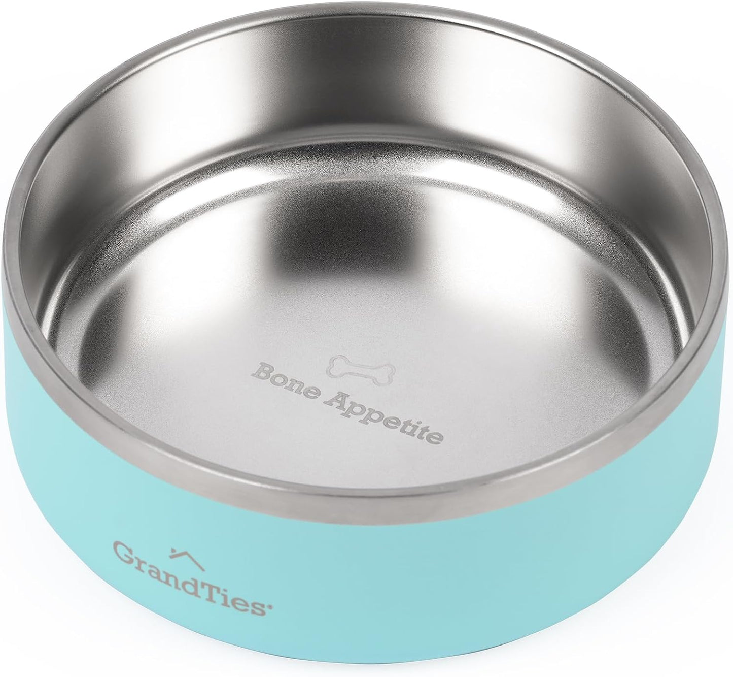 Grandties Stainless Steel Engraved Pet Bowl | Reusable Bpa-Free Insulated Pet Bowls | Large Heavy Duty Non Skid Spill Proof Dog Bowl | Outdoor Water Bowl (24Oz, Powder Green)