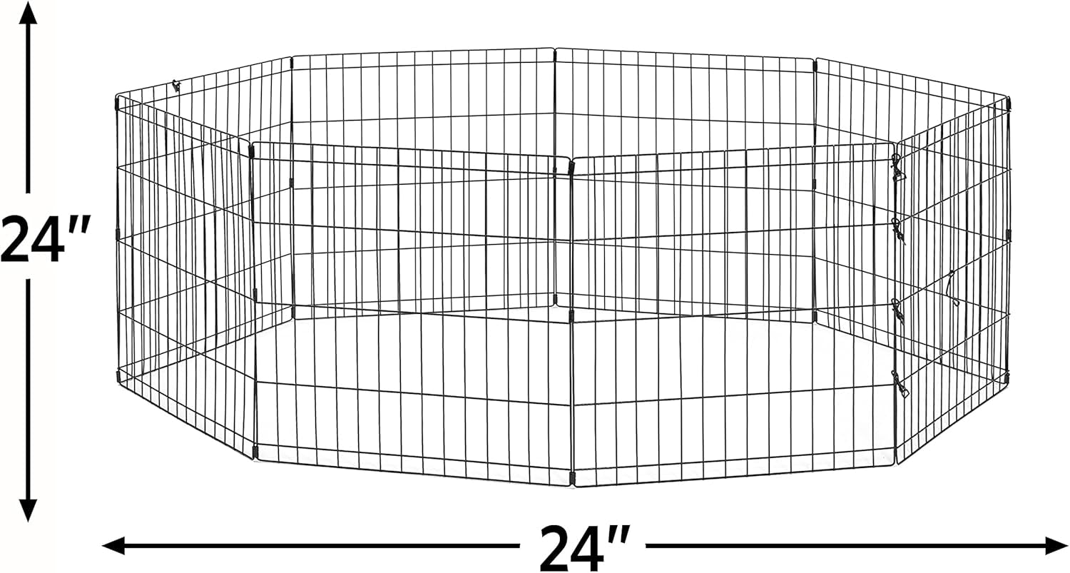 New World by Midwest Homes for Pets 24-Inch Exercise Pen, for Indoor and Outdoor Use, 16 Sq Feet of Play, Folding Dog Pen, No Door Design for Maximum Security, Easy to Set Up, Foldable Pet Playpen