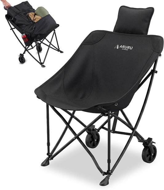 2-In-1 Portable Camping Chair Folding for Adult with Headrest