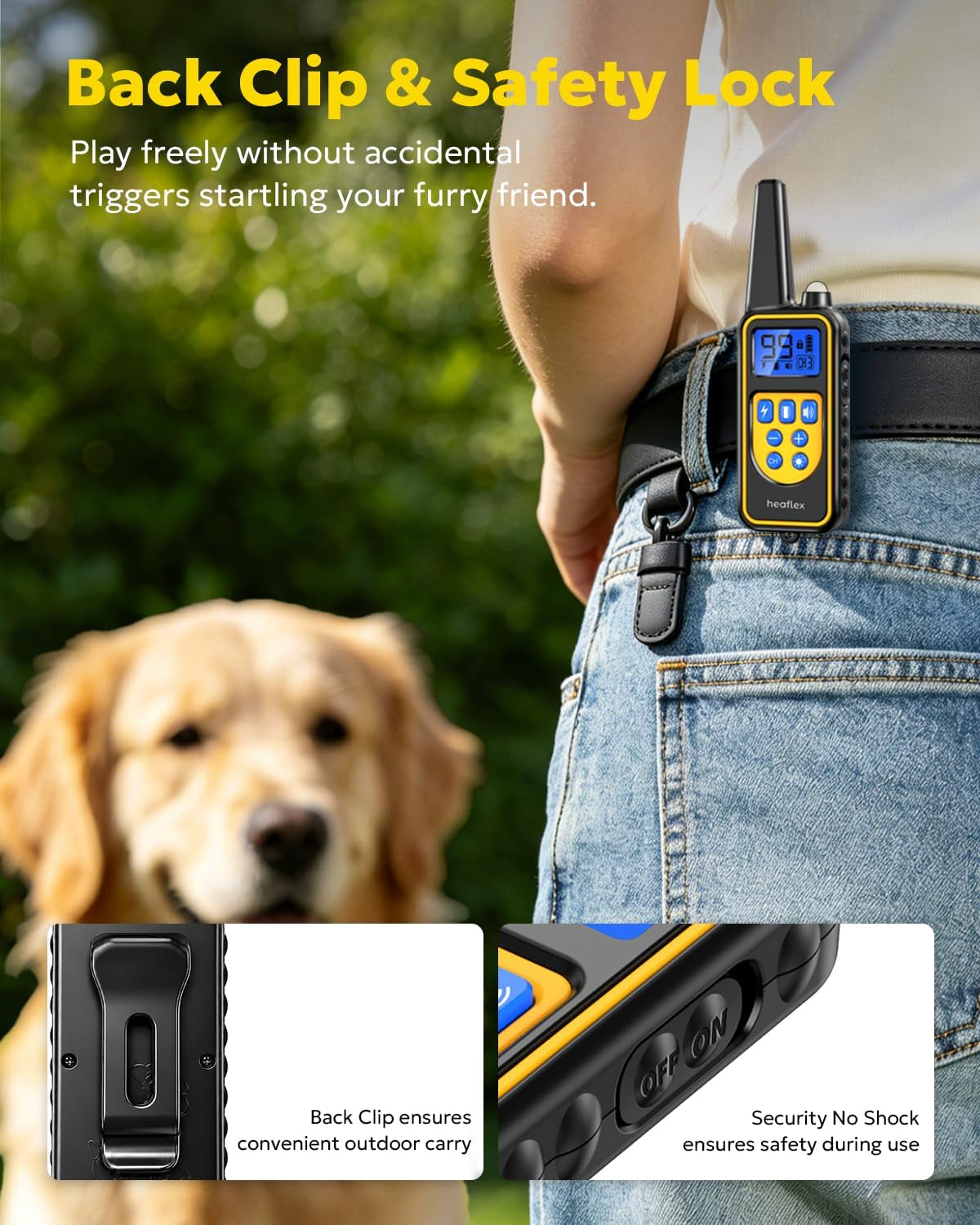 Dog Shock Collar with Remote, Dog Training Electric Collar, Waterproof Rechargeable, 1640Ft Dog Shock Collar with LED Light, Beep, Vibration, Shock for Medium/Large 3 Electronic Collars Dogs