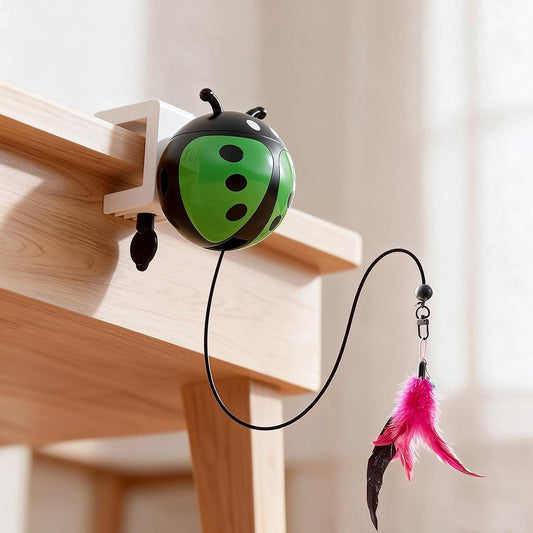 Automatic Ladybug Cat Toy, Smart Touch Wake-Up Lifting Feather Teaser