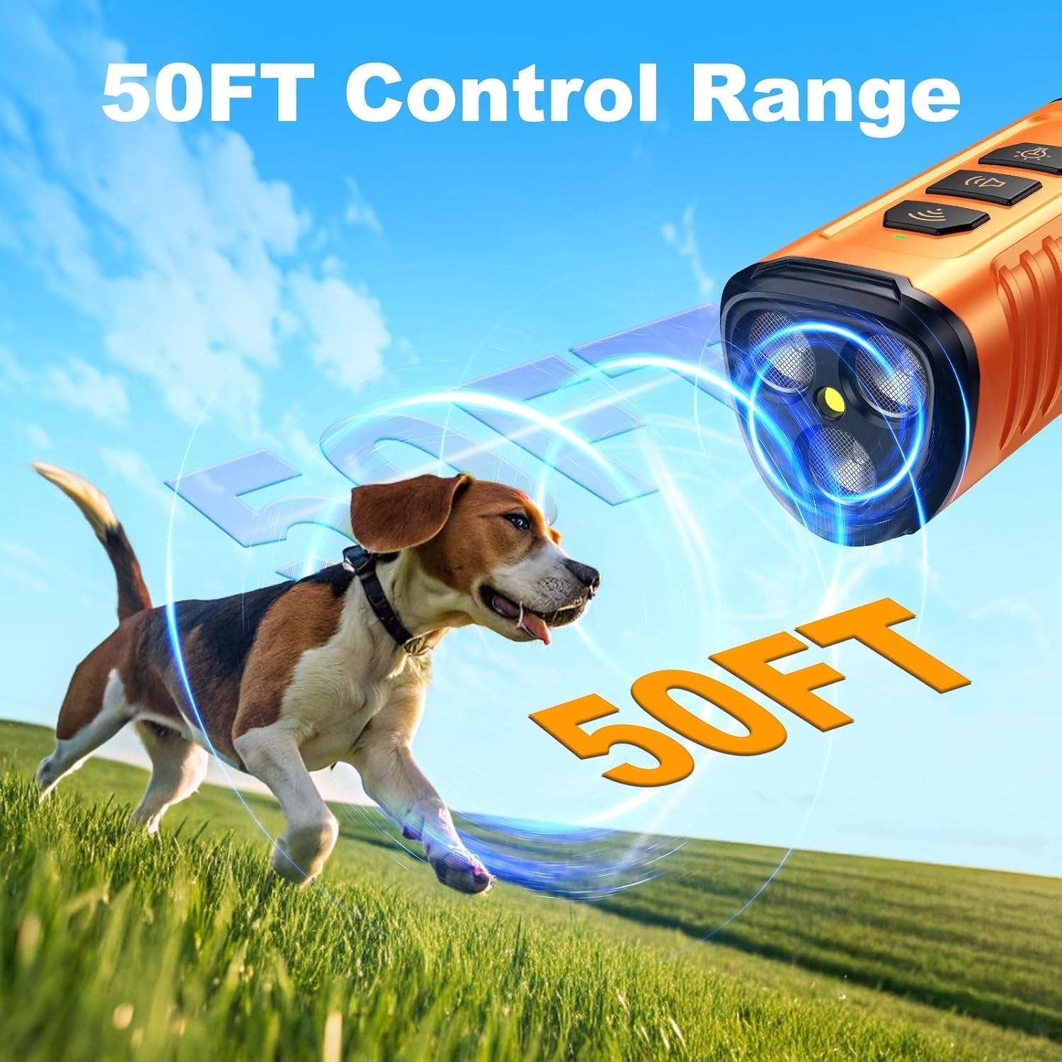 Cbersmg Dog Bark Deterrent Device 3X anti Barking Device for Dogs, 5 Modes Stop Neighbors Dog Barks No More Safe for All Dogs 50FT Bark Control Indoor Outdoor with Flashlight,Dog Training Device