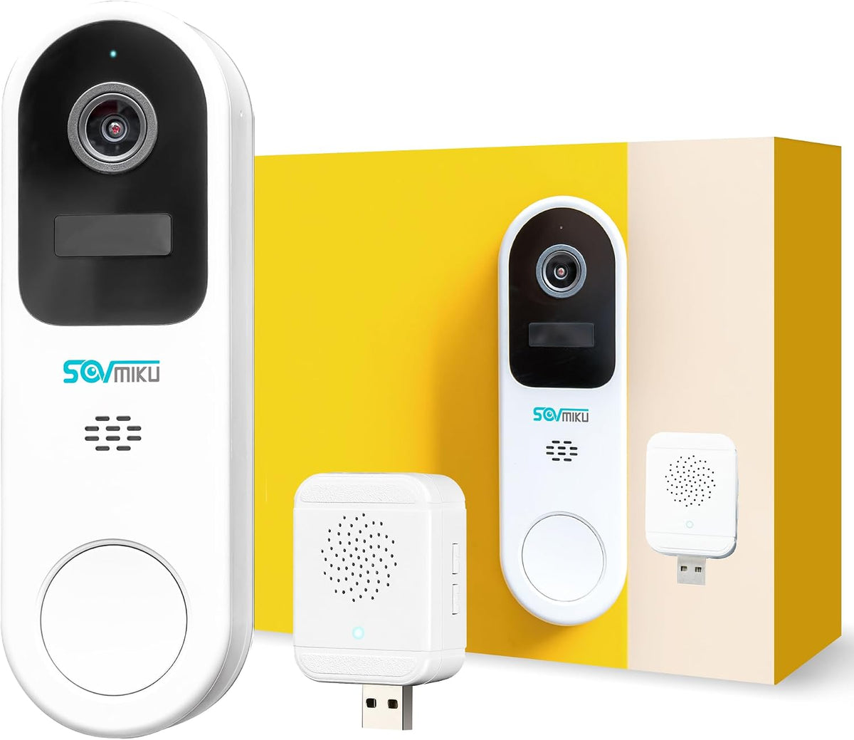 SOVMIKU Vicohome DB3 2K AI Video Doorbell with Chime, Home Security Battery Camera Wireless, Audible Alarm, Easy to Setup, Human Detection,Two Way Audio, 2.4Ghz Wi-Fi, 180 Days Care Plan, No SD Slot
