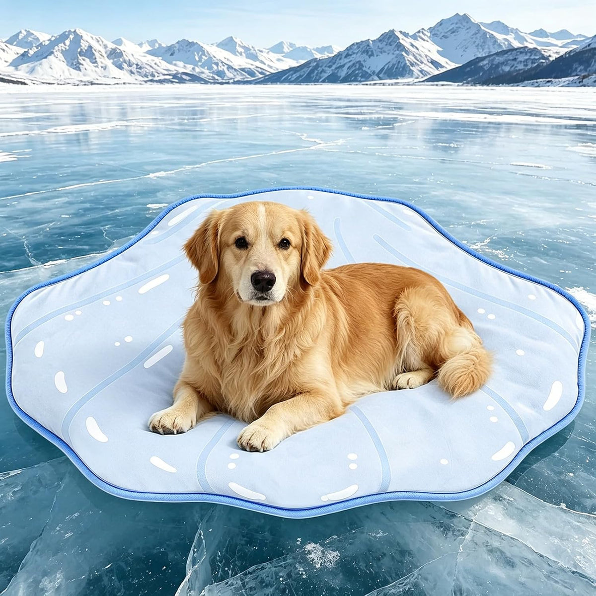 RIOGOO Dog Cooling Mat,Washable Cool Mat for Dogs,Self Cooling Pads for Dogs Cats,Cool Fabric & Internal Cooling Pad (Large, Seashell Style)