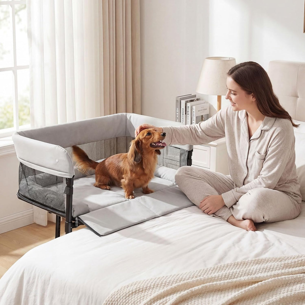 Bedside Dog Bed with Adjustable Height, for Small Dogs & Cats