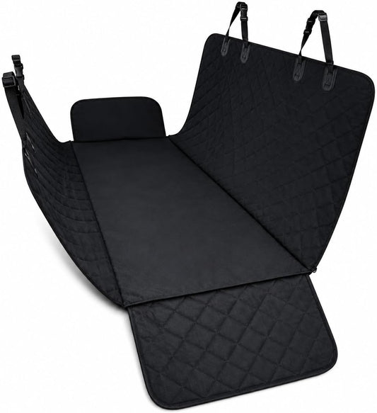 Back Seat Cover for Dogs, Dog Car Seat Cover, 100% Waterproof Dog Hammock with Side Flaps, Non-Slip Pet Seat Protector, Heavy Duty Oxford Fabric, Fits Cars, Suvs & Trucks