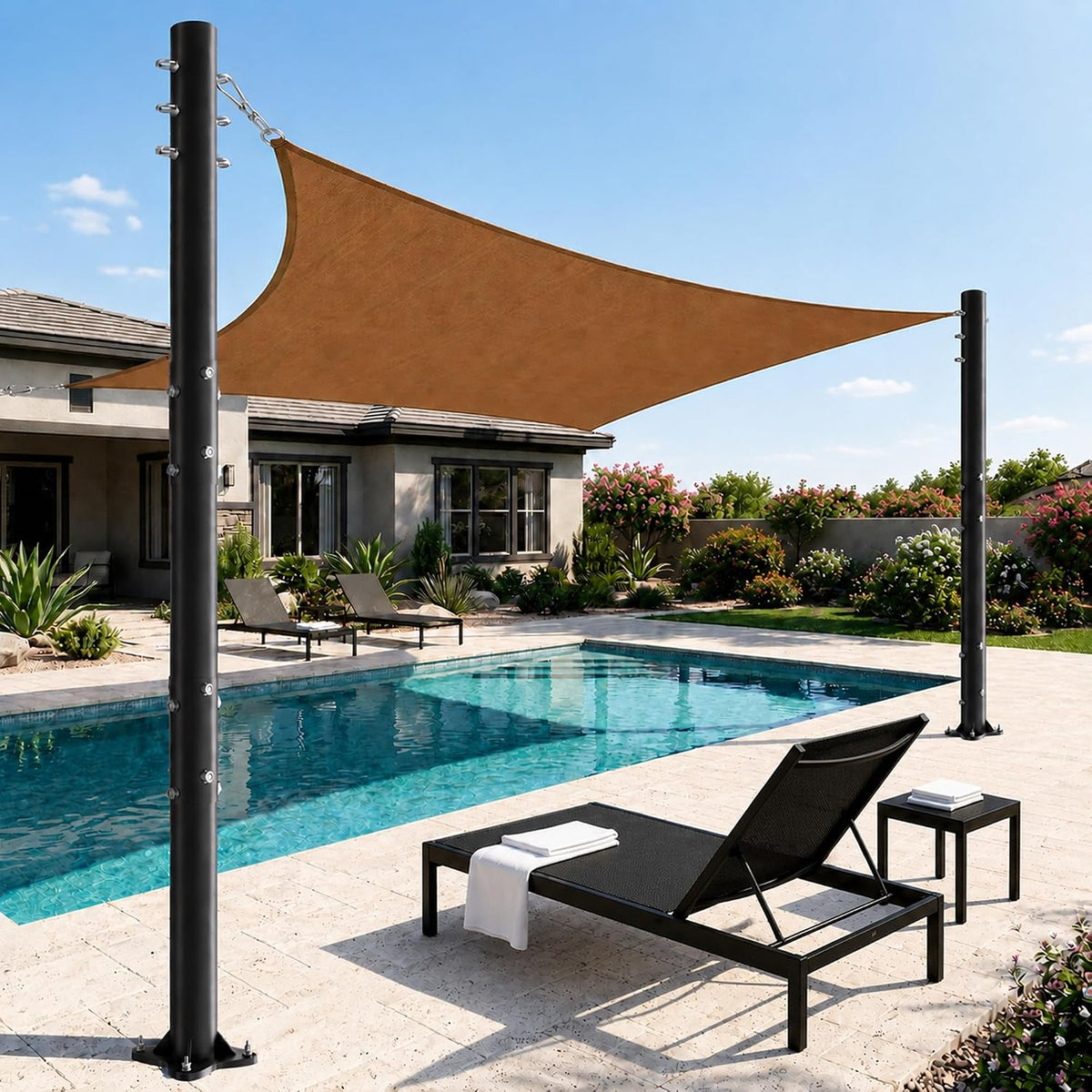 Cofiyard 2 Pack Shade Sail Poles, 10 FT Heavy Duty Sun Shade Poles for Outdoor, 2.6'' Diameter Steel Sun Sail Poles for Ground Patio Garden Deck, Metal Poles for Canopy Awning Shade Cloth