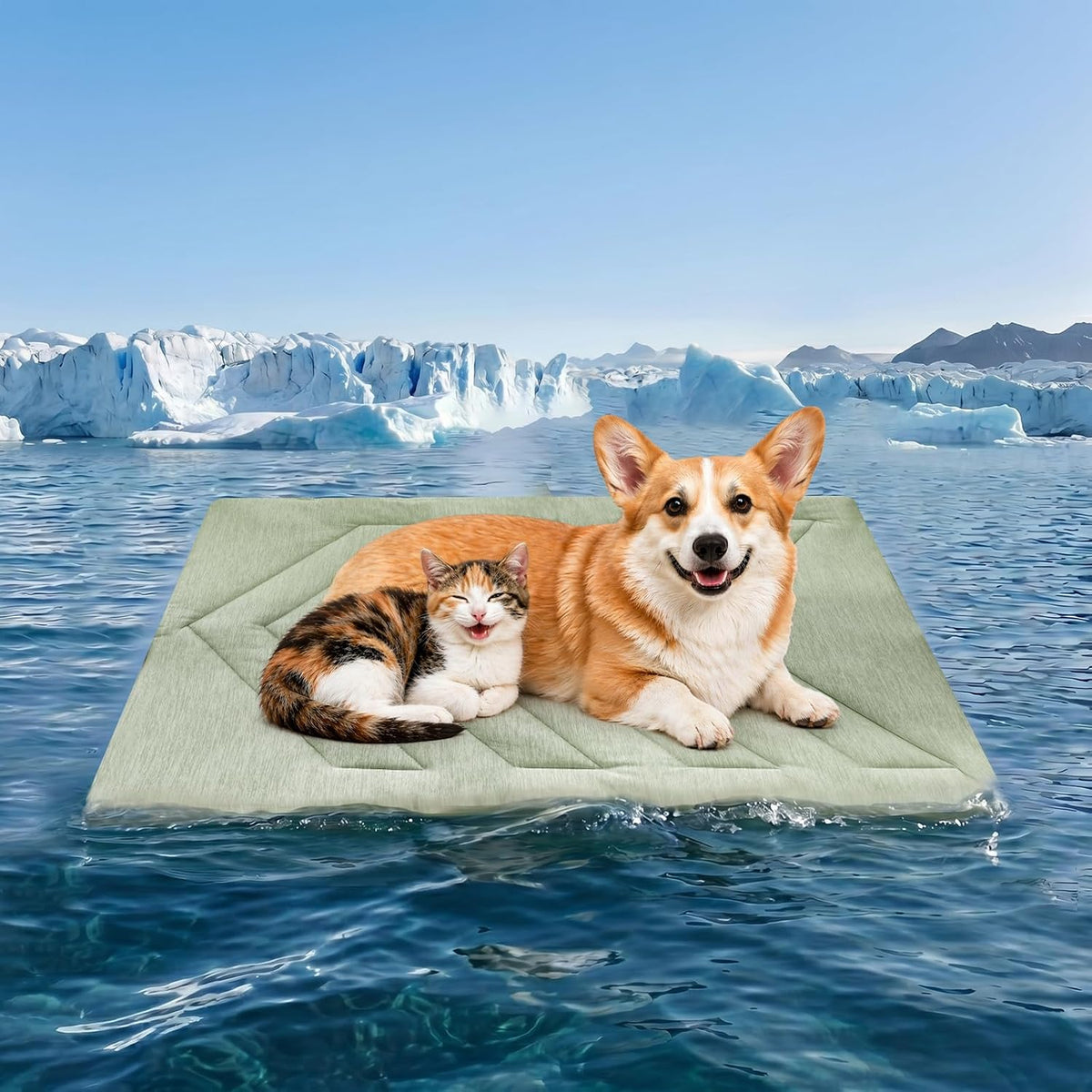 Cooling Mat for Dogs, Q-MAX>0.4 Size A(35"X22") Ice Green