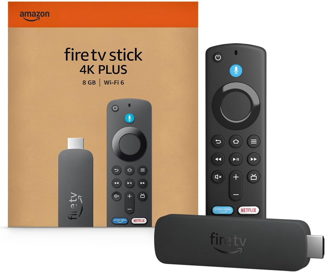Amazon Fire TV Stick 4K plus (Newest Model) with Ai-Powered Fire TV Search, Wi-Fi 6, Stream Hundreds of Thousands of Movies and Shows, Free & Live TV, Find Shows Faster with Alexa+