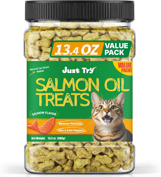 Just Try Cat Grass Treats with Salmon Oil 13.4 OZ