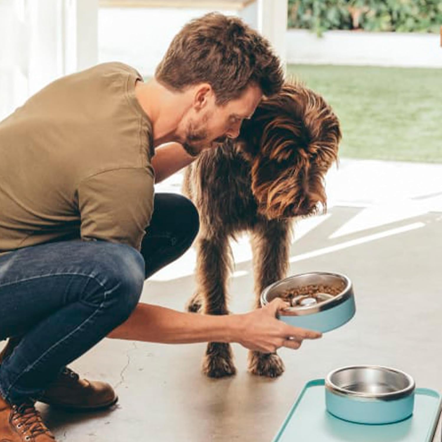 Trot Pets Premium Dog Bowls | Stainless Steel Bowl Set for Small, Medium, or Large Dogs | Non-Slip Food and & Water Slow Feeder | Durable, Bpa-Free, Anti-Skid, Dishwasher Safe (Cobalt, Small)