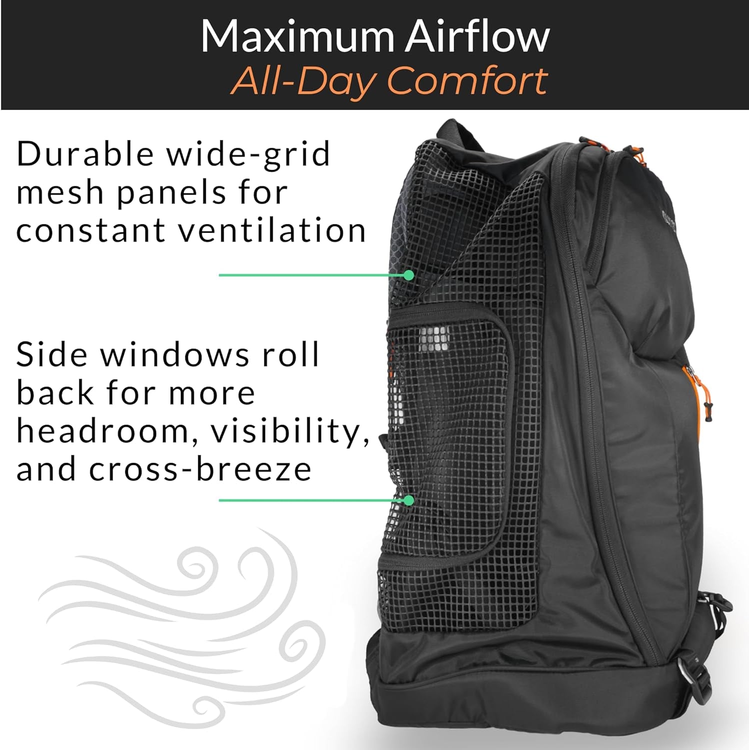 DJANGO Dog Carrier Backpack – Pet Backpack for Small Dogs & Cats with Hip Belt, Laptop Pocket & Water Bottle Sleeve – Travel Dog & Cat Carrier for Hiking, Camping & Commuting (Midnight Black)