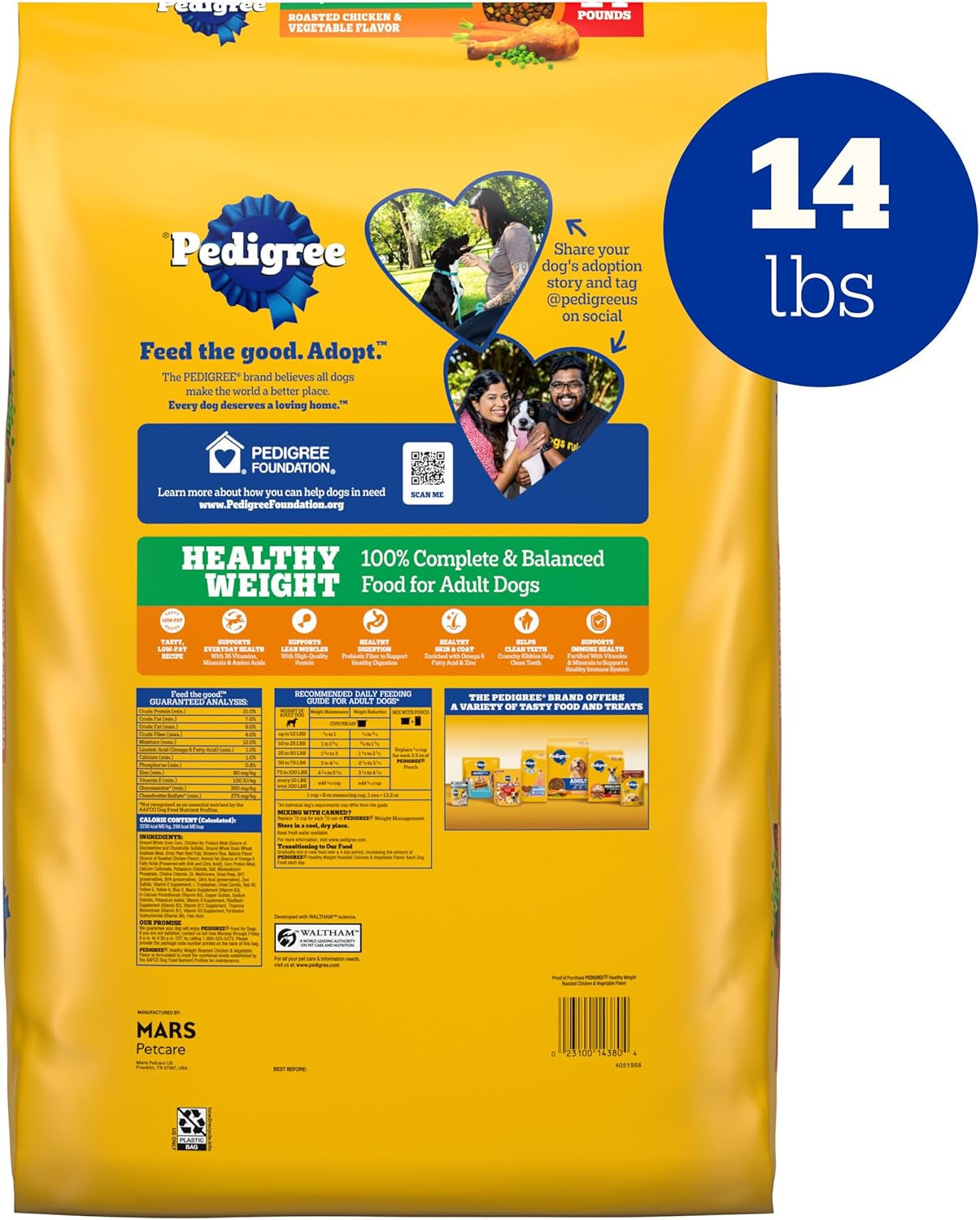 Pedigree Healthy Weight Adult Dry Dog Food, Roasted Chicken and Vegetable Flavor, 14 Lb. Bag