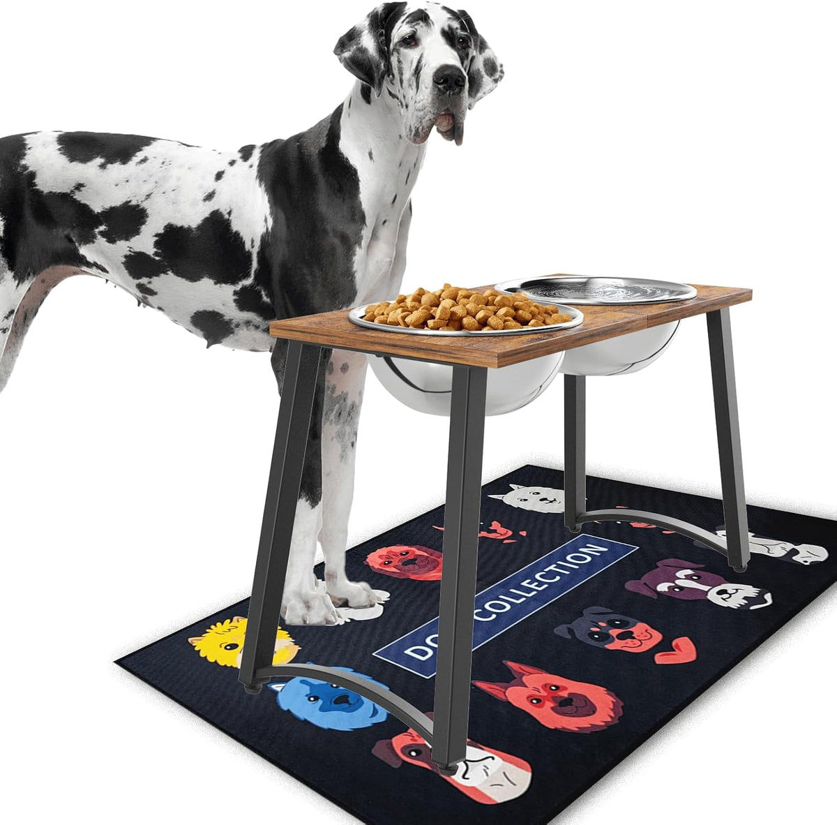 Elevated Dog Bowls for X-Large Dogs with Spill Proof Mat 2 X-Large 3000ML(13CUPS) Stainless Steel Dog Bowls, 16.5" Tall Raised Dog Bowl Stand,Dog Food & Water Bowls for Large, Extra Large Dogs