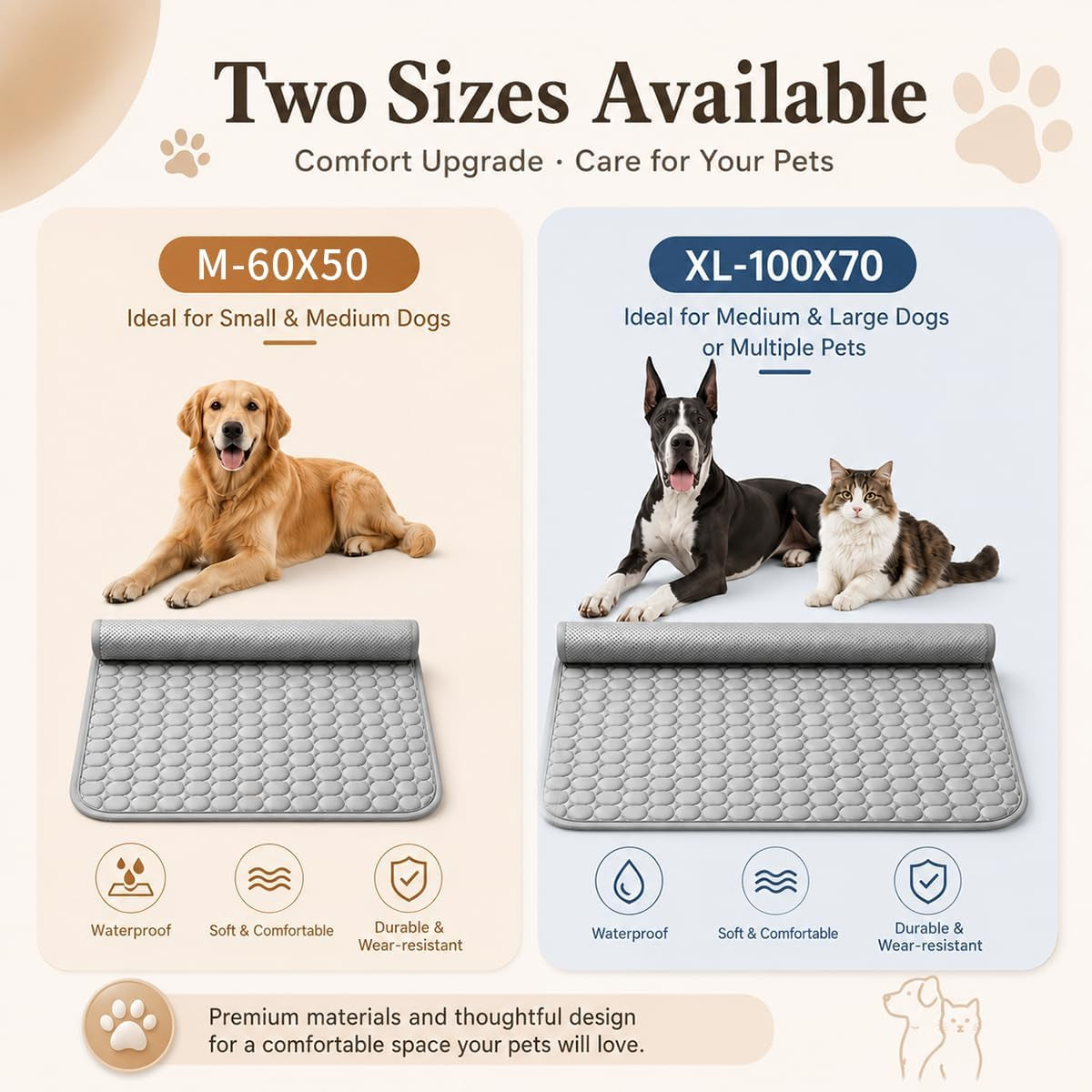 Pawlab Cooling Mat for Dogs, Reusable Pet Cooling Pad, Gray,X-Large