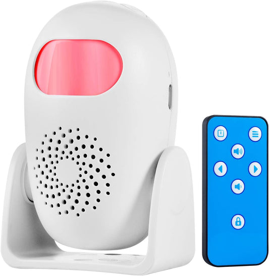 Motion Detector Alarm Indoor Motion Sensor Alarm with Remote Control 110Db 4 Volume Levels Motion Detector Alert for Home Shop Store (1 Motion Detector, 1 Remote Control)