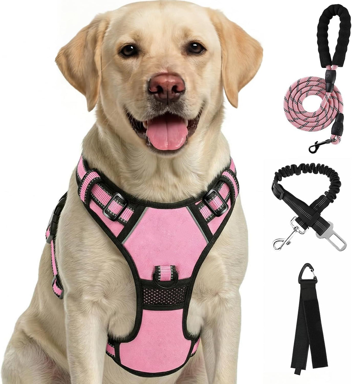 FURRYFECTION Plaid Dog Harness for Large Dogs, Pink, L