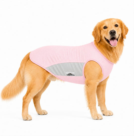 Dog Cooling Vest for Large Dog，Dual-Layer Water-Holding Side Panels Dog Cooling Shirt, Lightweight Breathable Summer Vest for Walking, Hiking, Beach & Outdoor (Pink, XXL)