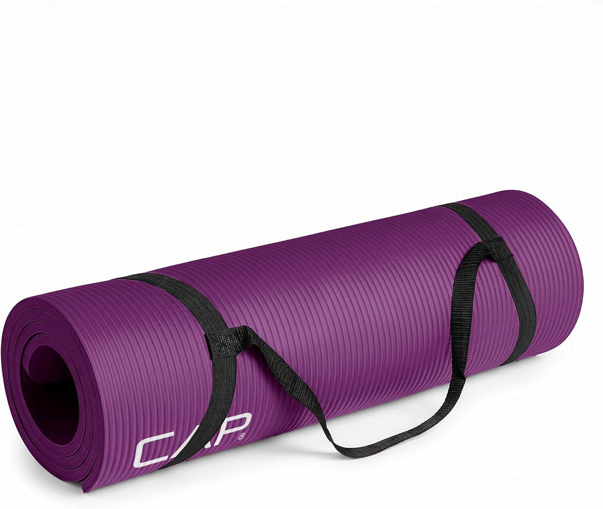 CAP 1/2" Thick Yoga Mat, Exercise & Workout Mat with Strap, Wine