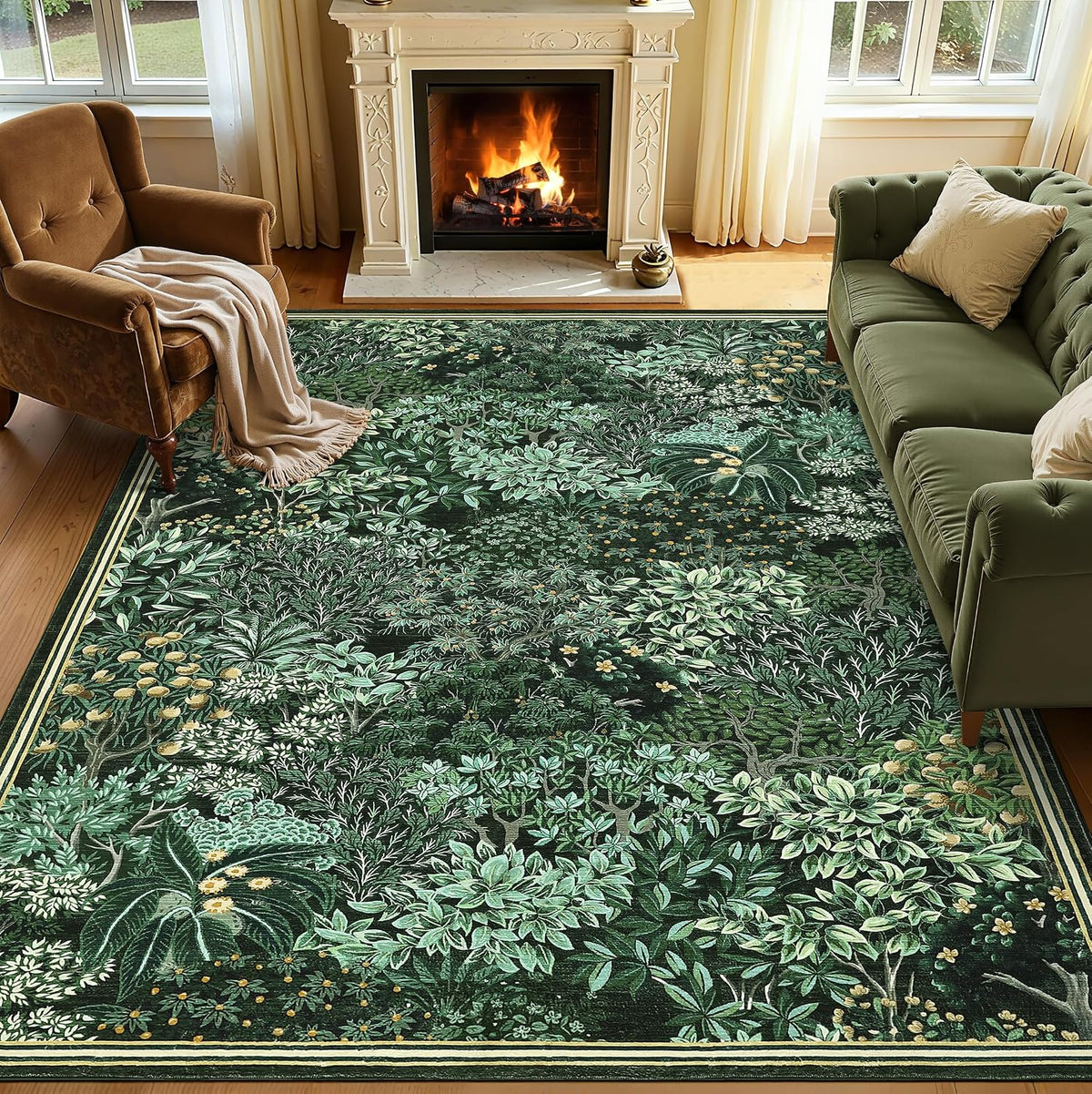 Garveehome Forest Rug 5X7 Washable Area Rugs for Living Room Bedroom, Green