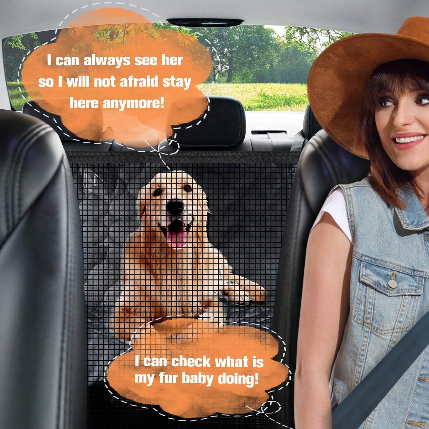 PETICON Dog Car Seat Cover with Mesh Window, 100% Waterproof Pet Seat Cover for Back Seat, Scratchproof Dog Hammock for Cars, Trucks, Suvs, Jeeps, Black