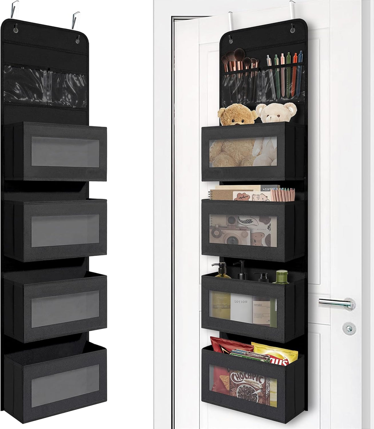 Gcreation over Door Organizer for Bedroom Bathroom Pantry, 5 Shelf Black