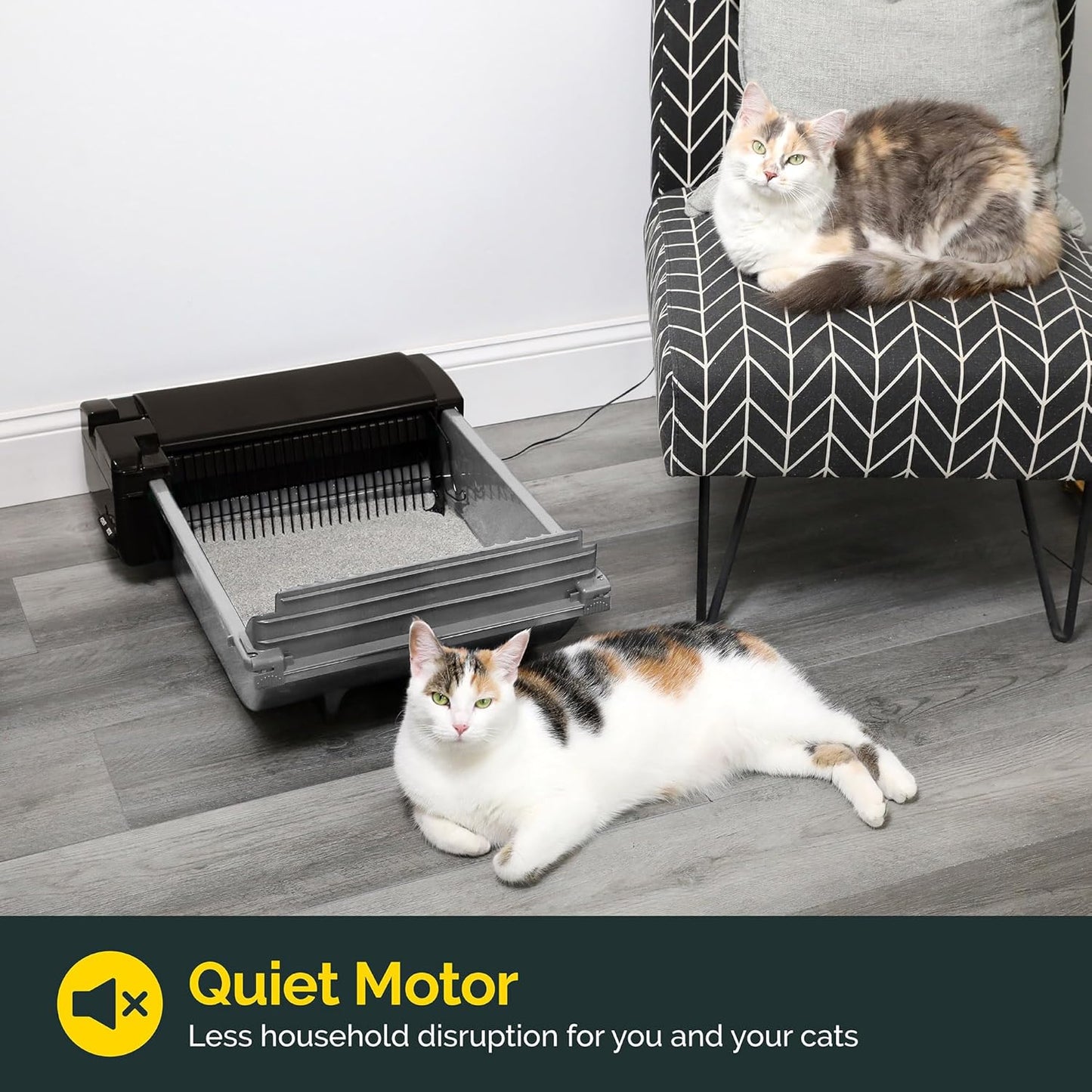 Pet Zone Semi - Self Cleaning Semi Automatic Cat Litter Box - Smart Scoop Cat Litter Box with 6 Bags & Carbon Filter for up to Two Cats 6-16 Pounds