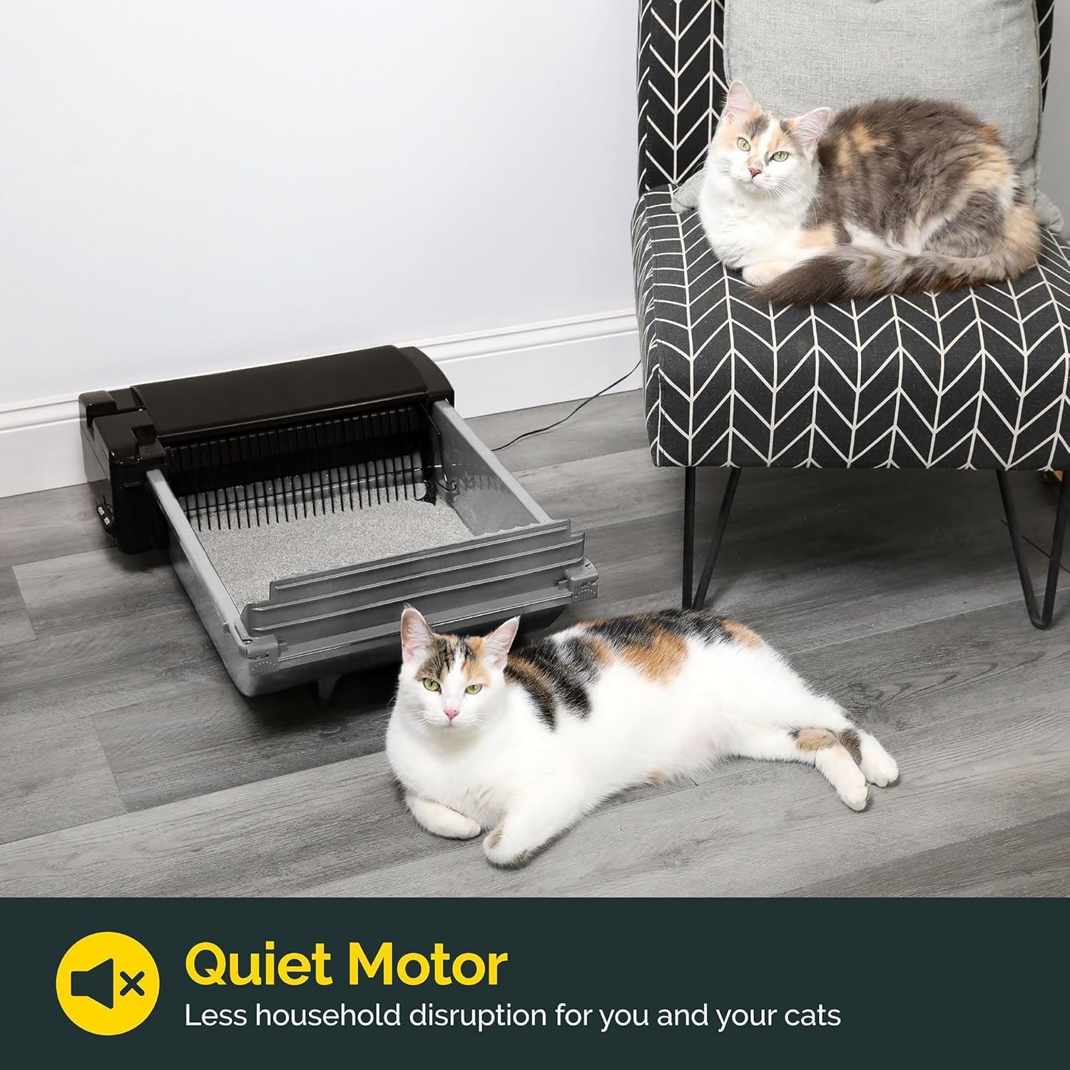 Pet Zone Semi - Self Cleaning Semi Automatic Cat Litter Box - Smart Scoop Cat Litter Box with 6 Bags & Carbon Filter for up to Two Cats 6-16 Pounds