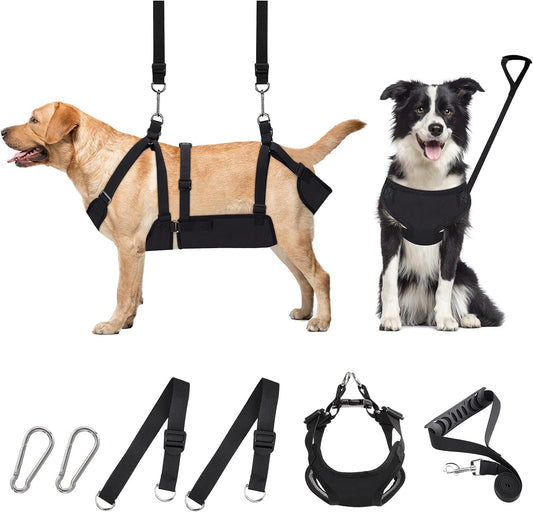 2 in 1 Dog Grooming Hammock with Multifunction Leash, No-Pull Harness, Adjustable Loop/Leash and Stainless Hooks, for Large Size Cat/Dog