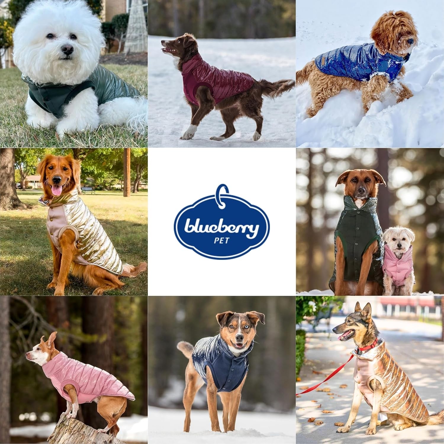 Blueberry Pet Windproof Quilted Winter Jacket – Cozy Mauve Pink Puffer Coat for Medium Dogs, Size 18 (18.5" Back Length), Glossy Warm Outdoor Wear with Easy On/Off Design