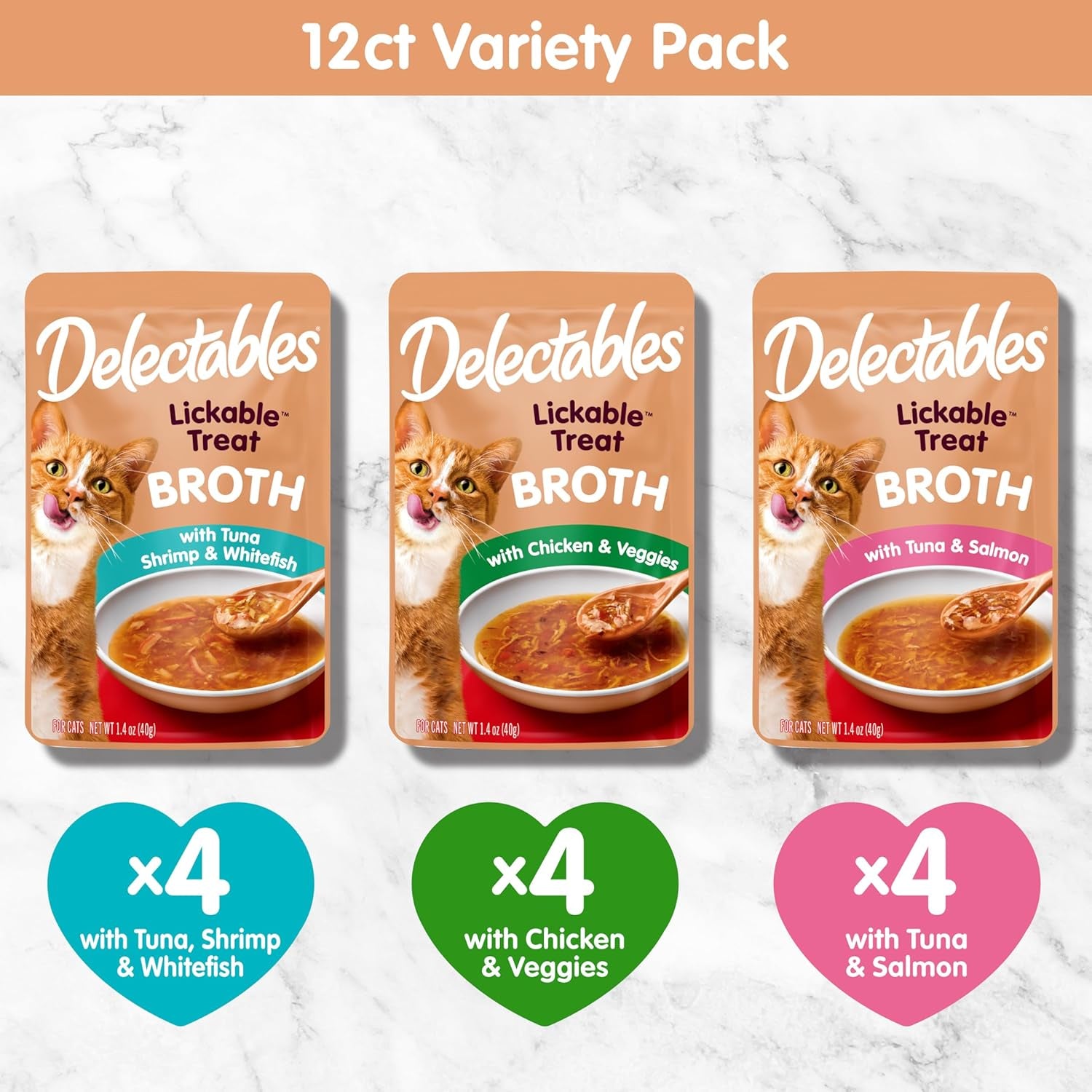 Delectables Savory Broths Lickable Wet Cat Treat Variety Pack, 12Count(Pack of 1)