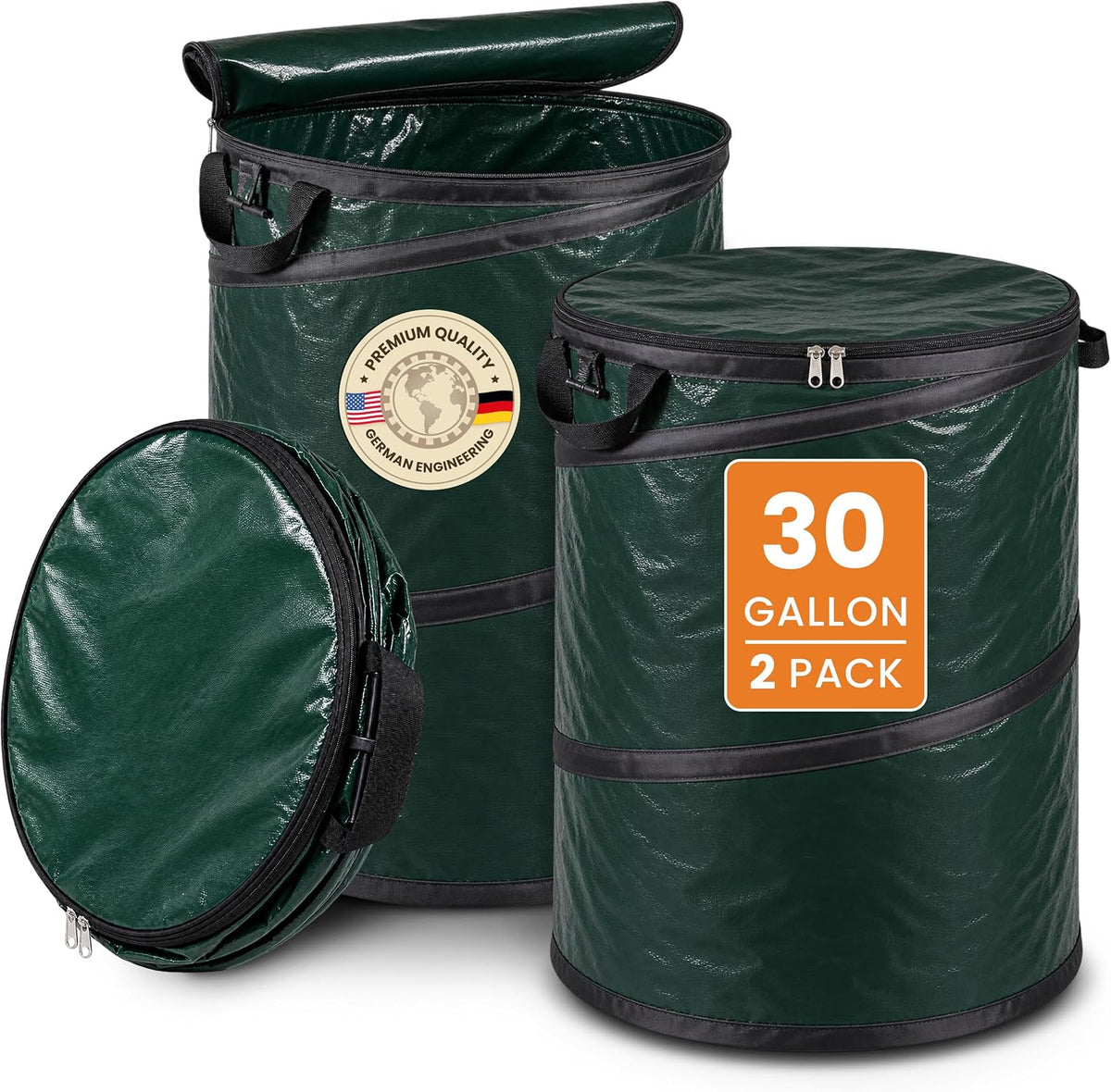 Mabel'S Gardening 30-Gallon Pop up Garden Bag ZIPTOP, 2-Pack, with Lid