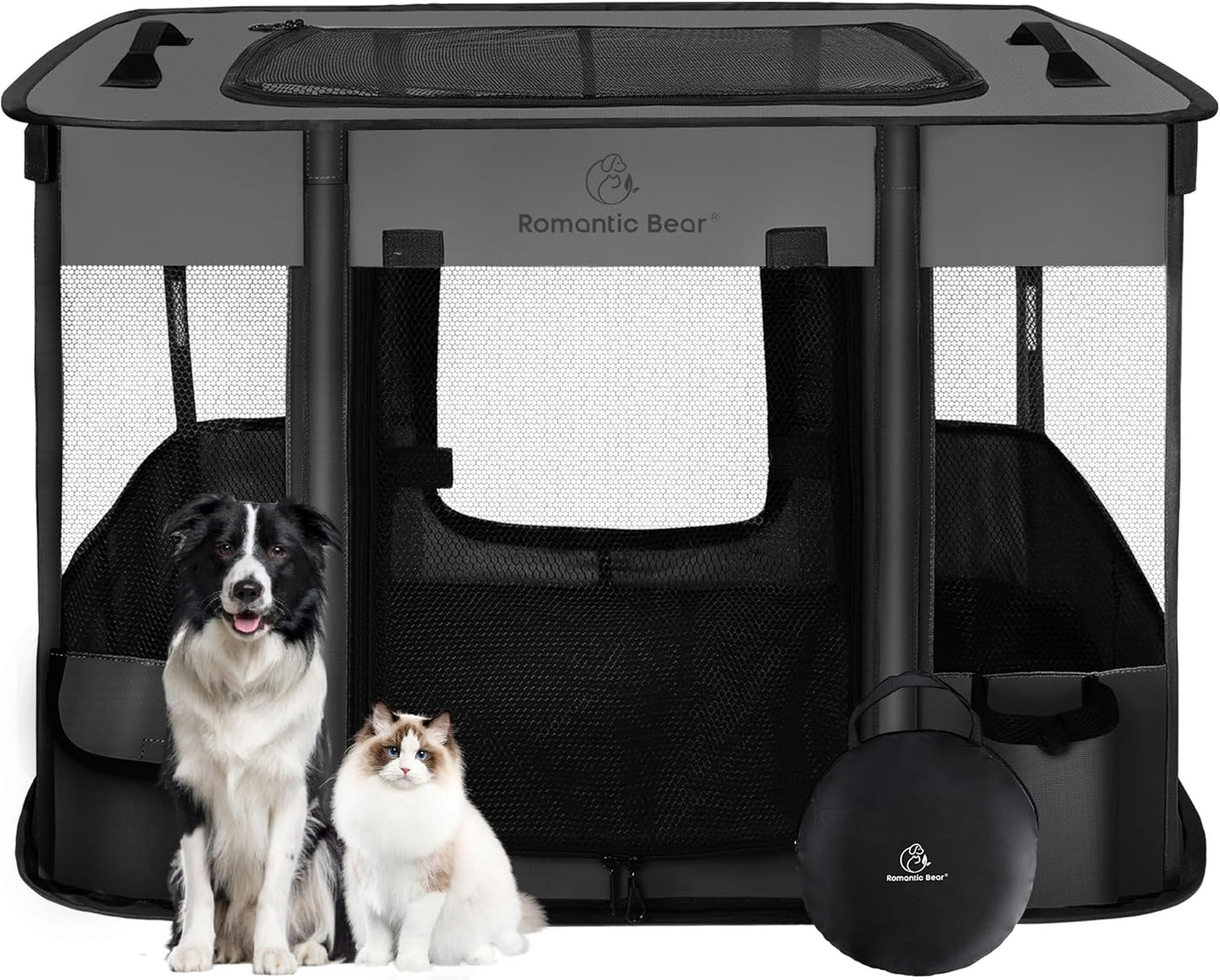 40X32X24 Inches Dog Playpen,Pet Playpen,Foldable Puppy Cat Playpen,Portable Exercise Kennel Tent Crate,Water-Resistant Breathable Shade Cover,Indoor Outdoor Travel Camping Use for Small Animals(L)
