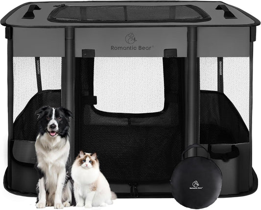 40X32X24 Inches Dog Playpen,Pet Playpen,Foldable Puppy Cat Playpen,Portable Exercise Kennel Tent Crate,Water-Resistant Breathable Shade Cover,Indoor Outdoor Travel Camping Use for Small Animals(L)