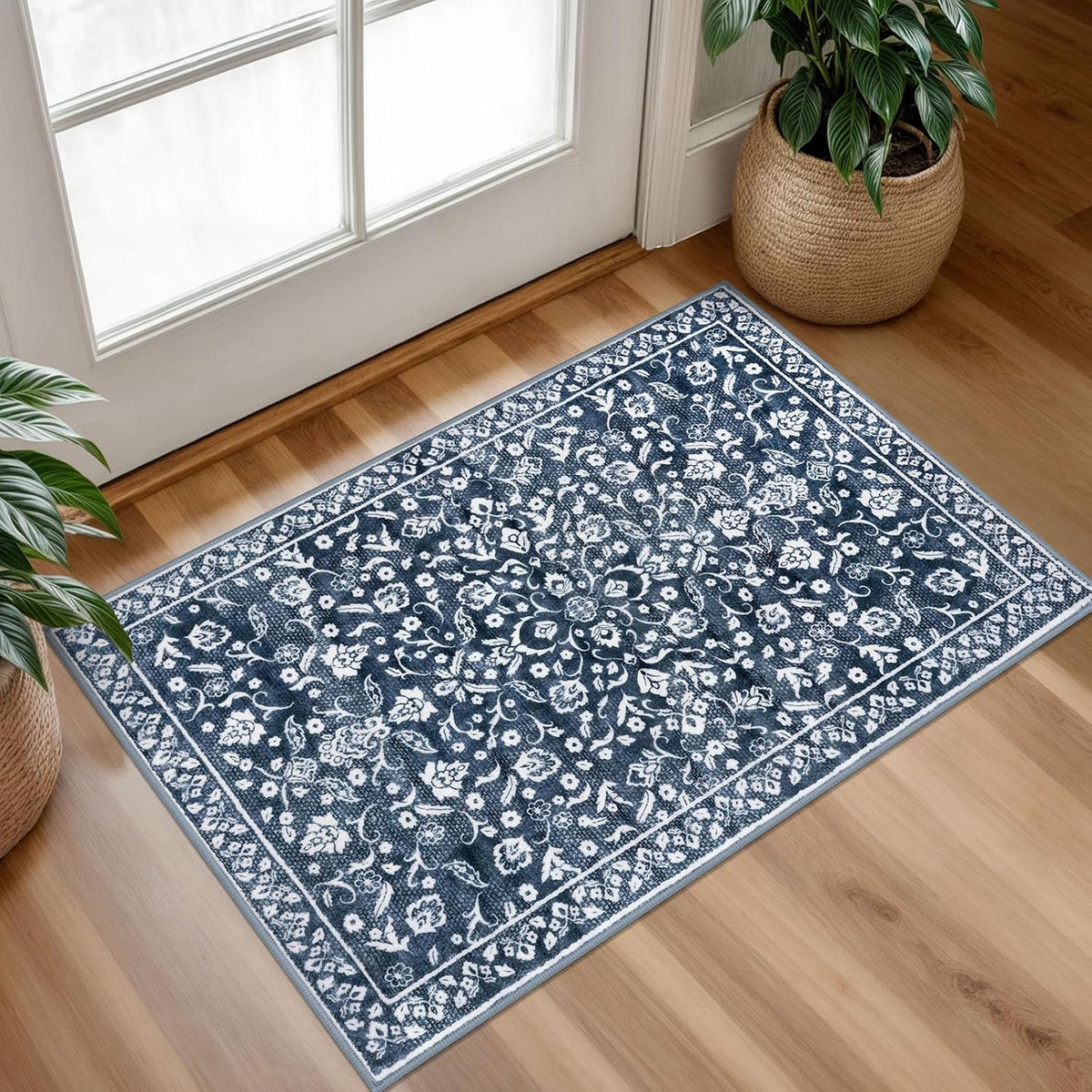 Vintage Washable Entryway Rug 2X3 Small Area Rug Non Slip Door Mat