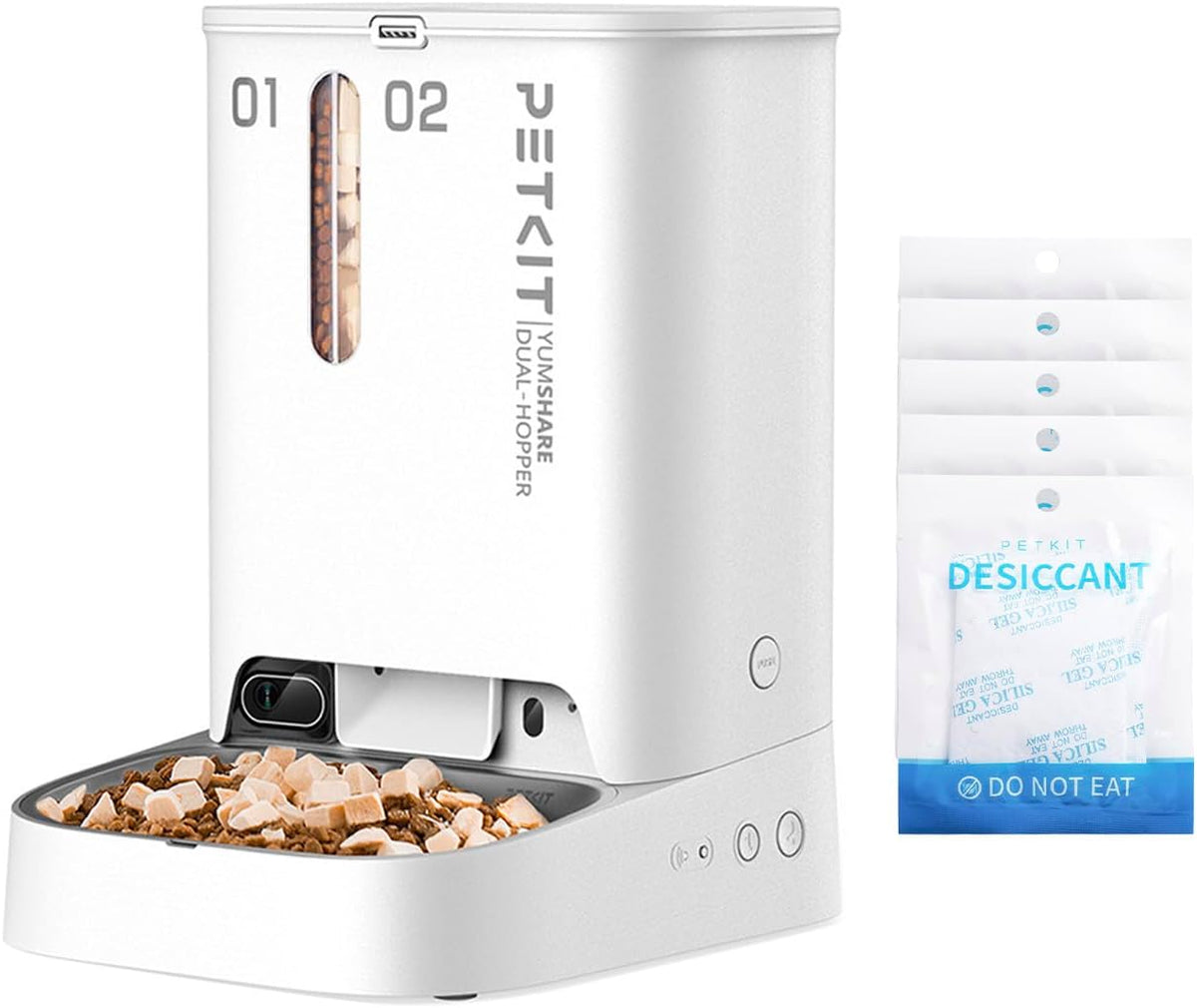 PETKIT Automatic Pet Feeder with 1080P HD Camera, Dual Hopper Auto Cat Dog Feeder Dry Food Dispenser, 2.4Ghz Wifi/Smart App Control and Monitor/24 AI Capturing and Live Streaming