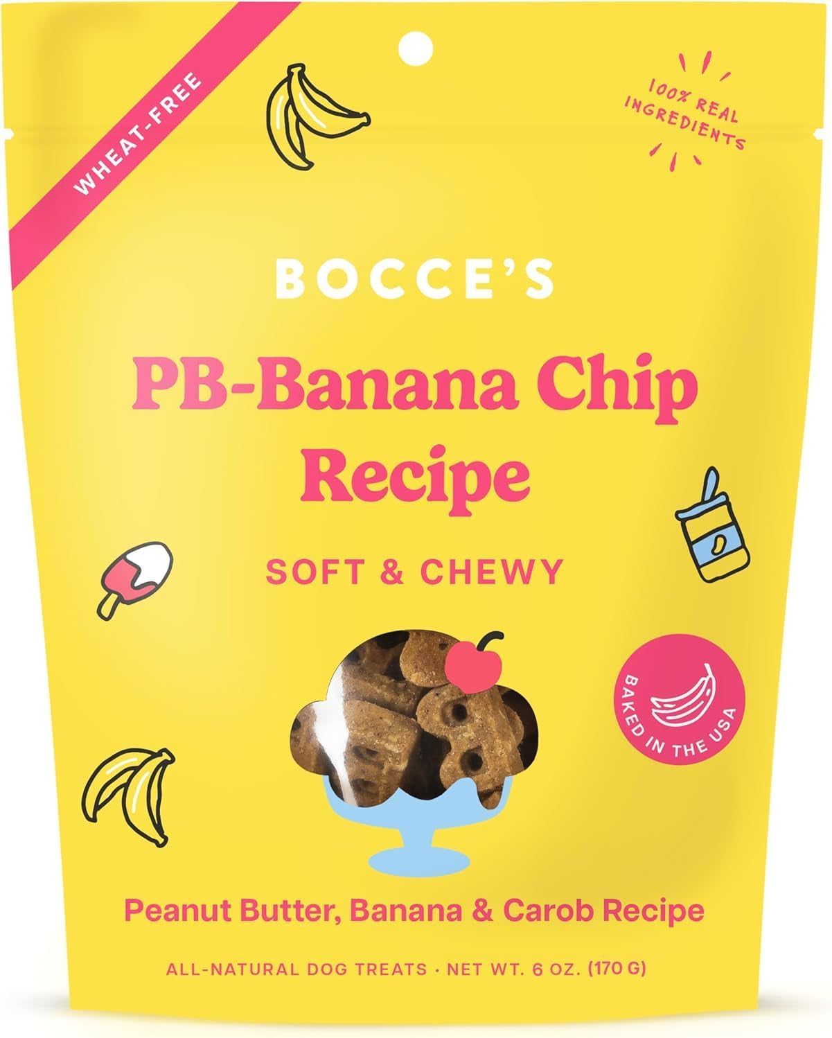 Bocce'S Bakery PB Banana Chip + Berry Smoothie Dog Treat Bundle – Natural, Wheat-Free Soft & Chewy Cookies Made with Real Ingredients and Baked in the USA – 2 Pack Bundle
