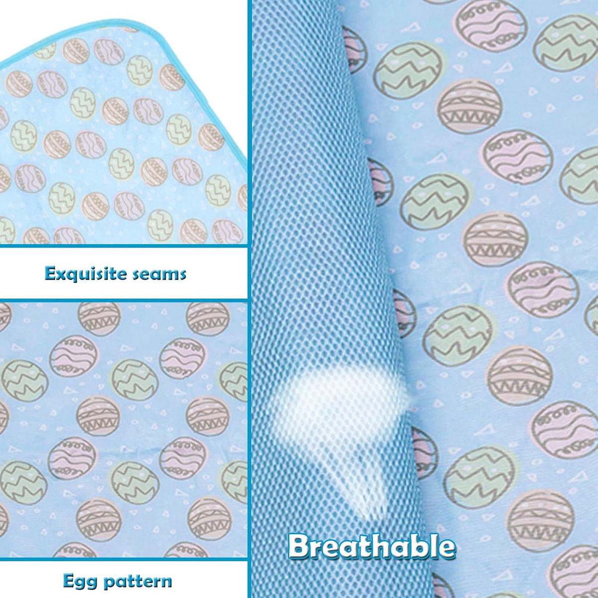 SEIS Self-Cooling Dog Mat,Ice Silk Cats Pad,Summer Pet Indoor Bed,Blue,M
