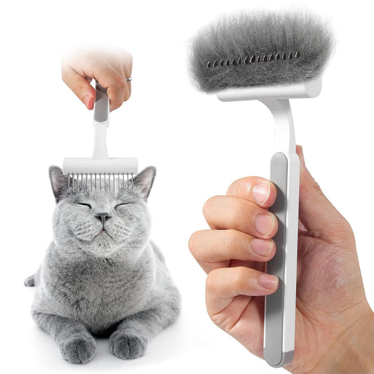 Undercoat Rake for Cats & Small/Medium Dogs - Deshedding Brush Dematting Comb for Pets Remove Loose Hair & Matted Fur, Deshedding Grooming Tool for Kitten, Puppy, and Horses(Grey)