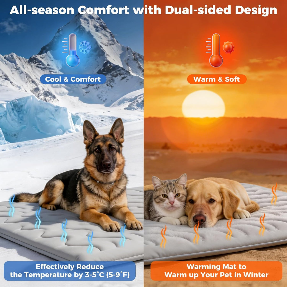 Cooling Mat for Dogs, Q-MAX＞0.5 Instant Temp Drop, 2026 Upgraded Arc-Chill Washable Thicken Waterproof, Self-Cooling Crate Pad for Medium Dog&Cat, All-Season Use