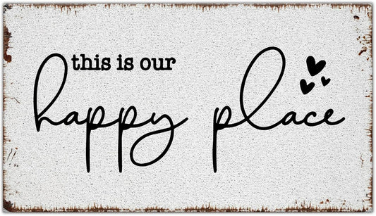 Nogrit Inspirational Quote This Is Our Happy Place Rustic Waterproof Door Mat Outdoor Entrance 17X30 Inch Non-Slip Doormat for Home Front Door Porch Outdoor Indoor Decorations,Housewarming Gifts