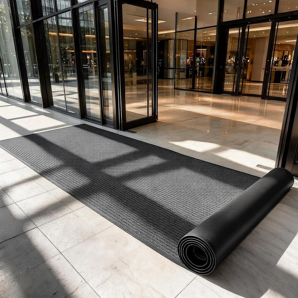 3X10 FT Extra Long Entrance Mat with Non Slip Rubber Backing, Indoor Outdoor Carpet Runner Rug for Entryway, Heavy Duty, Low Profile, Dirt Trapping and Moisture Guard(Charcoal Grey)
